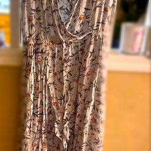 Light Blue Floral American Eagle Maxi Romper Dress, Sz XL